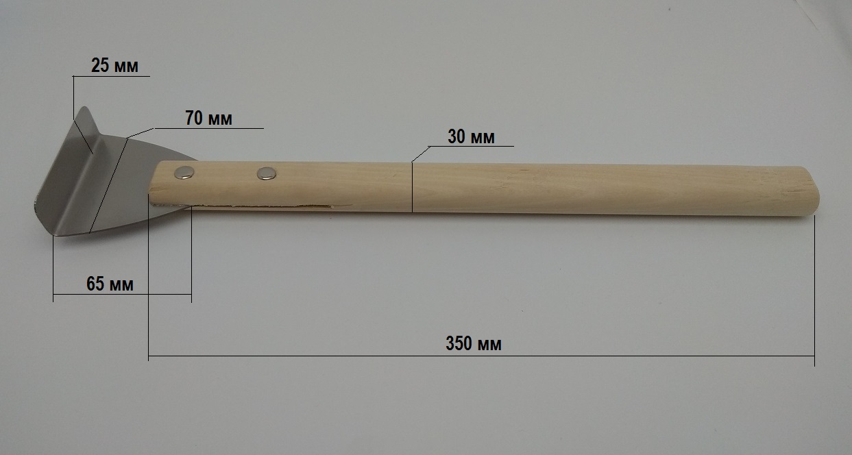 Лопатка гарпунная дерево 90º 1 гиб с выборкой по задней стенке, длинная ручка (РКК)