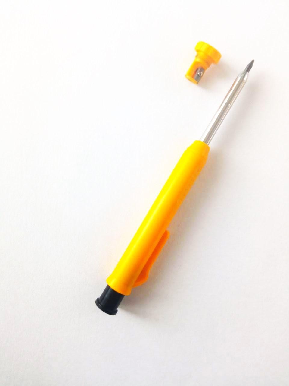 Строительный карандаш с колпачком, точилкой и дополнительном комплектом из 6 стержней
