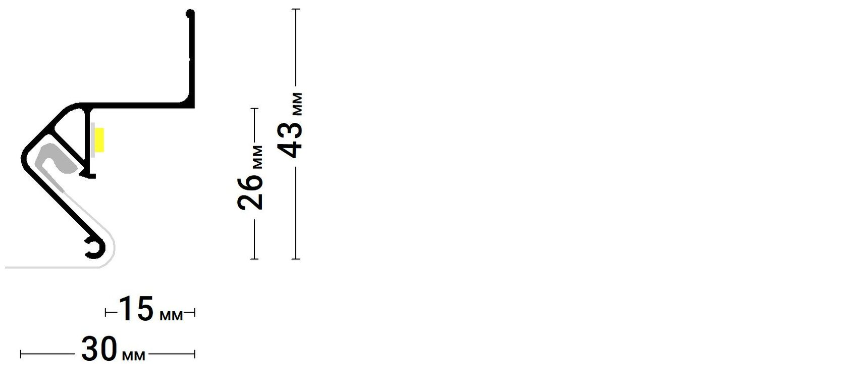 Профиль для парящих потолков крашенный белый ПФ-6675 (ПФ-2429)