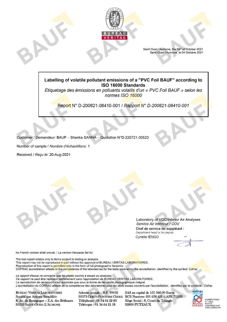 Сертификат BAUF