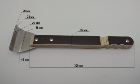 Лопатка гарпунная ламинированная 90°, 2 гиба, длинная ручка (РКК)